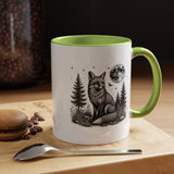 Fox Moon Mug, Black and White Woodland Coffee Cup, Celestial Forest Animal Gift for Fox Lover, Rustic Cabin Decor, Nature Birthday Present