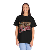 Merry Christmas Leopard Print Shirt, Trendy Holiday T-Shirt, Cheetah Lettering Xmas Tee, Festive Gift for Women, Mom, Teacher or Friend