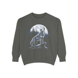 Howling Wolf Moon Sweatshirt, Mountain Forest Crewneck, Wildlife Lover Gift, Rustic Wilderness Graphic Cozy Outdoor Pullover Unisex Top