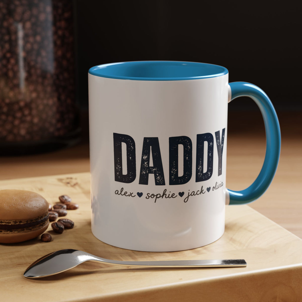 Personalized Daddy Coffee Mug with Kids Names, Custom Dad Mug Gift from Children, Father's Day Coffee Cup, Birthday Gift for Daddy