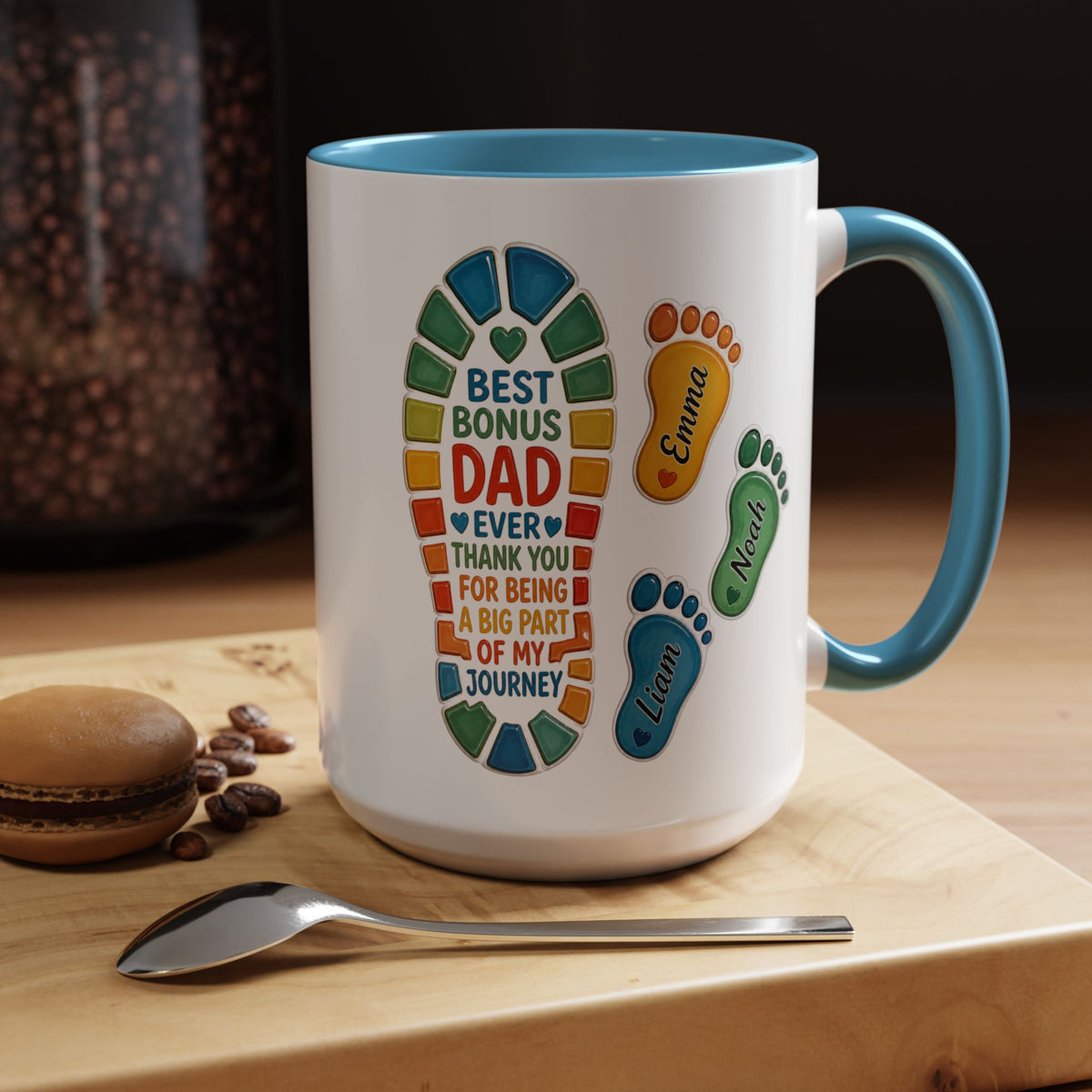 Personalized Bonus Dad Mug, Custom Stepdad Coffee Mug with Kids Names, Father's Day Gift for Bonus Father, Family Appreciation Cup