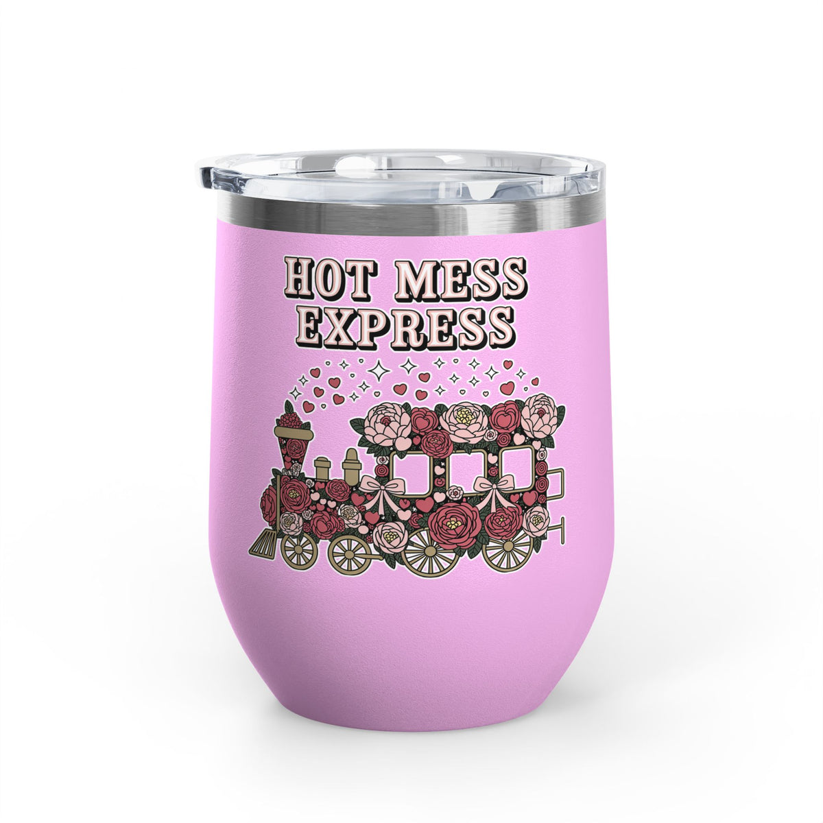 Hot Mess Express Wine Tumbler, Floral Drinkware, Funny Gift for Busy Moms, Besties, Coworkers and Chaos Coordinators