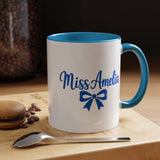 Personalized Teacher Name Mug, Custom Teacher Coffee Mug with Bow Design, Teacher Appreciation Gift, Classroom Desk Mug for Educators
