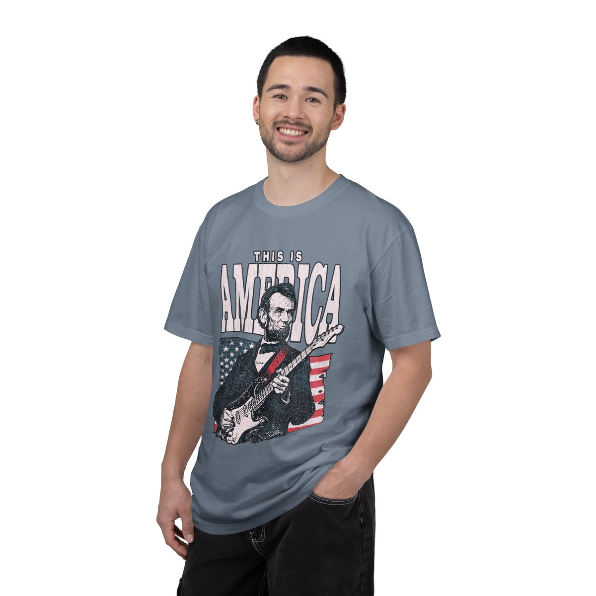 Abraham Lincoln Guitar Shirt, Funny This Is America Graphic, Gift for History Teachers and Music Lovers, Fourth of July Party Outfit