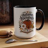 Autumn Blessings Christian Mug, Grace Grows in Every Season Coffee Cup, Faith Based Fall Gift, Floral Pumpkin Thanksgiving Decor