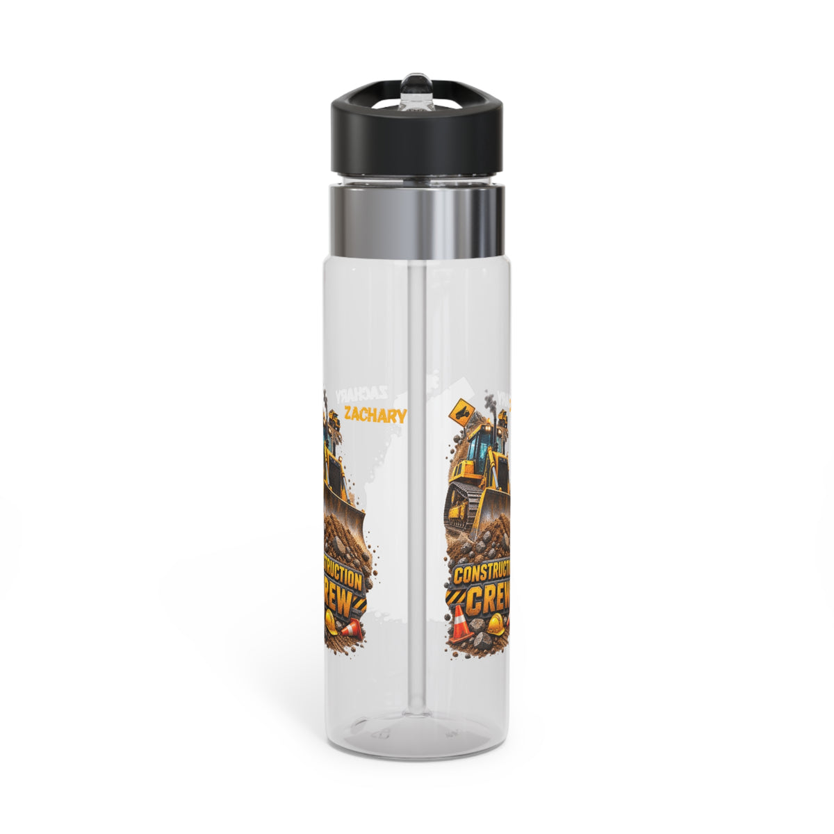 Personalized Construction Water Bottle for Boys, Custom Name Bulldozer Kids Bottle, 20oz Construction Crew School Bottle, BPA-Free Tritan Gift