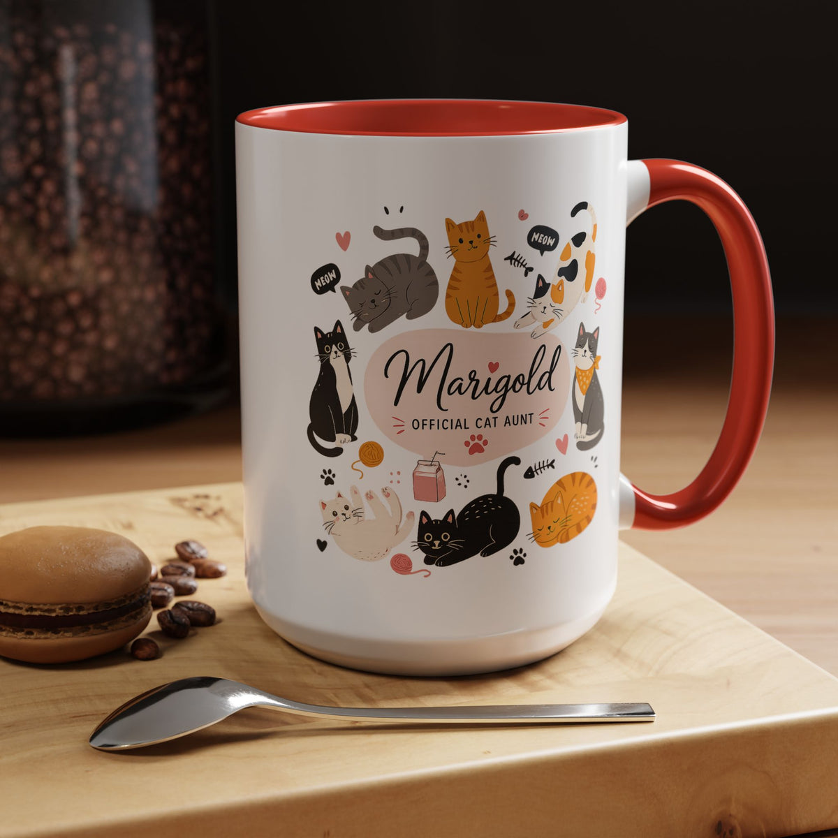 Personalized Cat Aunt Coffee Mug, Custom Cat Mom Style Mug with Name, Official Cat Aunt Gift, Cat Lover Coffee Cup, Pet Owner Mug