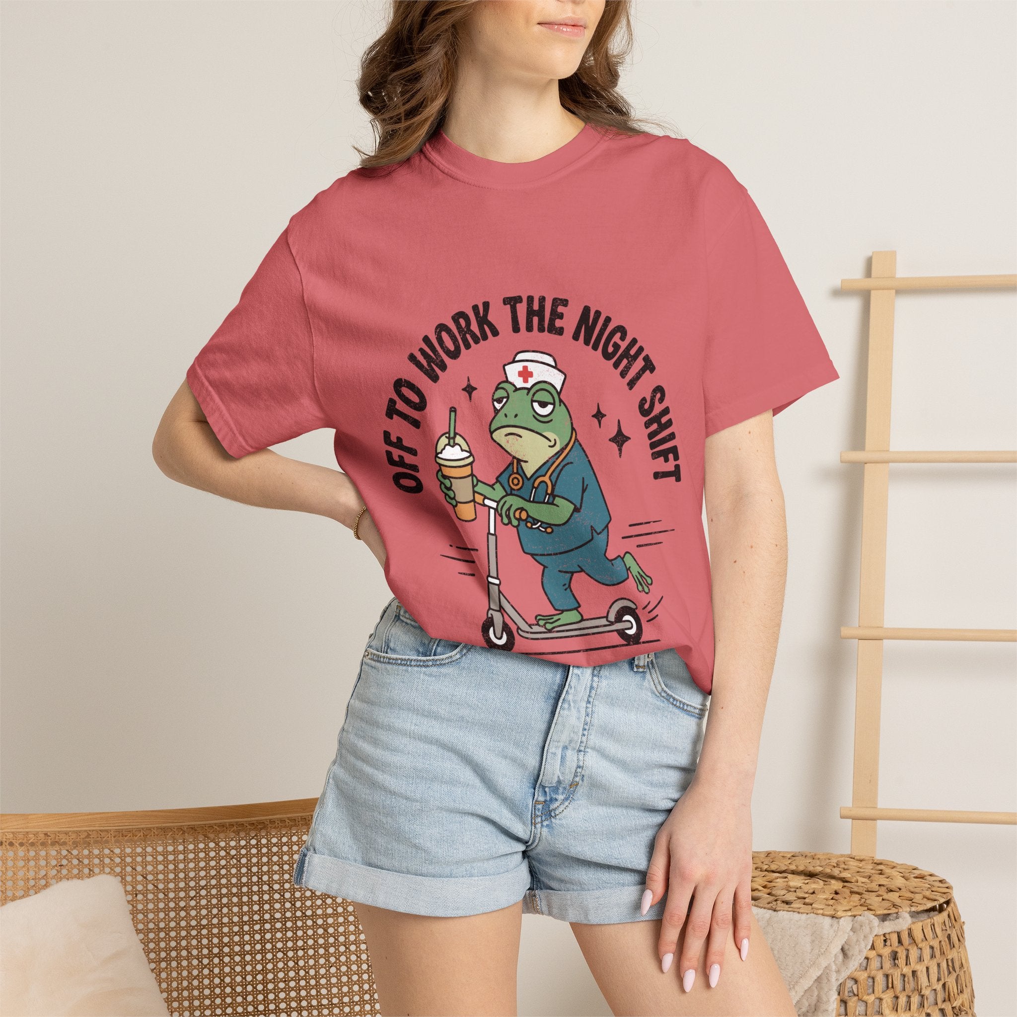 Night Shift Nurse Comfort Colors Shirt, Funny Nurse Frog Tee, Healthcare Worker Gift, RN CNA Nursing School Graduate Shirt