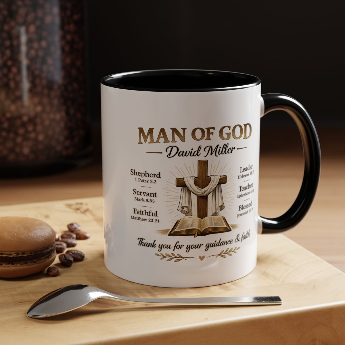 Personalized Man of God Mug, Christian Pastor Appreciation Gift, Custom Faith Coffee Mug for Pastor, Church Leader Thank You Gift