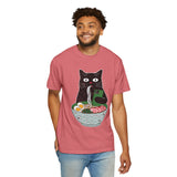 Black Cat Ramen Shirt Comfort Colors Tee, Funny Cat Lover Graphic Shirt, Introvert Cat Eating Noodles Tee, Japanese Foodie Gift