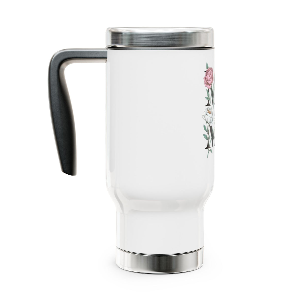 Personalized Mama Stainless Steel Travel Mug, Floral Custom Name Coffee Cup, Botanical Drink Tumbler, Mothers Day Gift for Mom