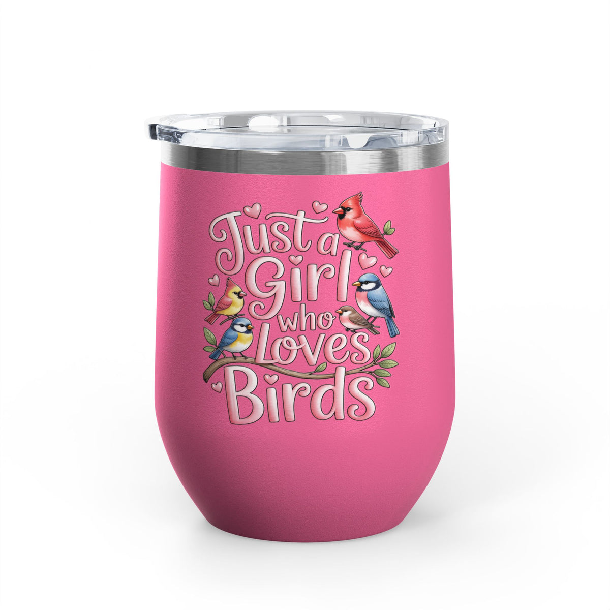 Bird Lover Wine Tumbler, Just a Girl Who Loves Birds, Cute Birdwatching Drink Tumbler, Nature Lover Gift for Her, Birdwatcher Gift, Nature