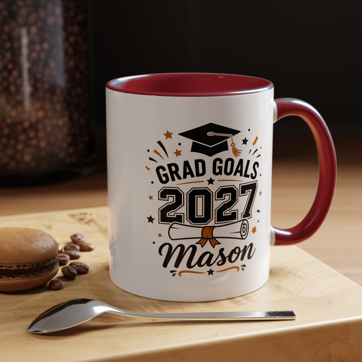 Personalized Graduation Mug, Grad Goals 2027 Coffee Cup, Custom Name Gift for Him, High School or College Senior, Proud Family Present