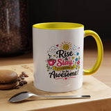 Rise and Slay Motivational Mug, Positive Quote Coffee Cup, Inspirational Gift for Her, Coworker Encouragement, Morning Routine Drinkware