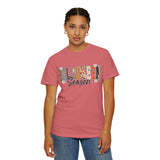 Halloween Season Shirt, Leopard Plaid Pumpkin Letter Graphic Tee, Cute Fall Gift for Women, Spooky October Outfit for Teachers and Moms