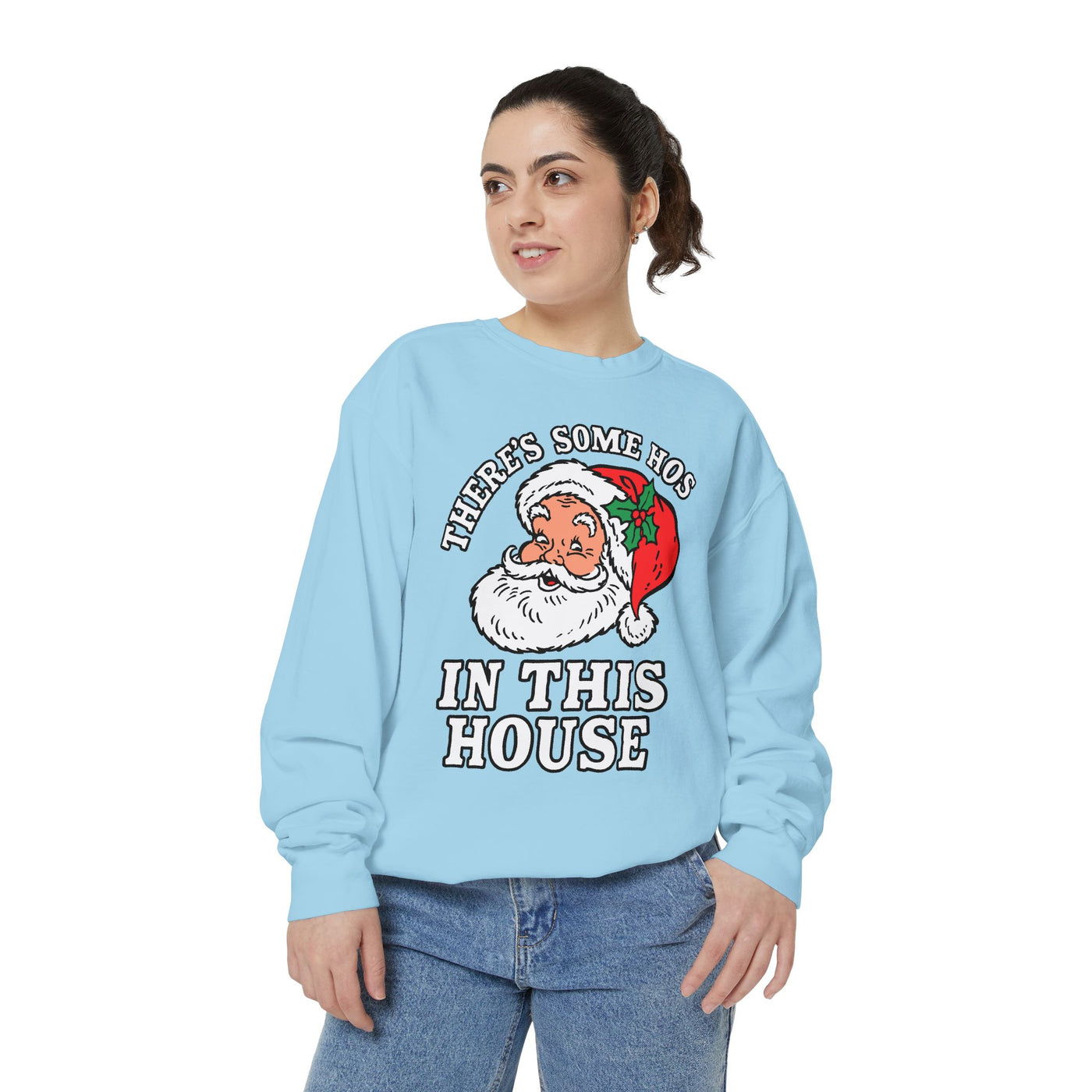 There's Some Ho's in This House Sweatshirt, Funny Santa Christmas Crewneck, Adult Holiday Party Pullover, Naughty Gift for Friends