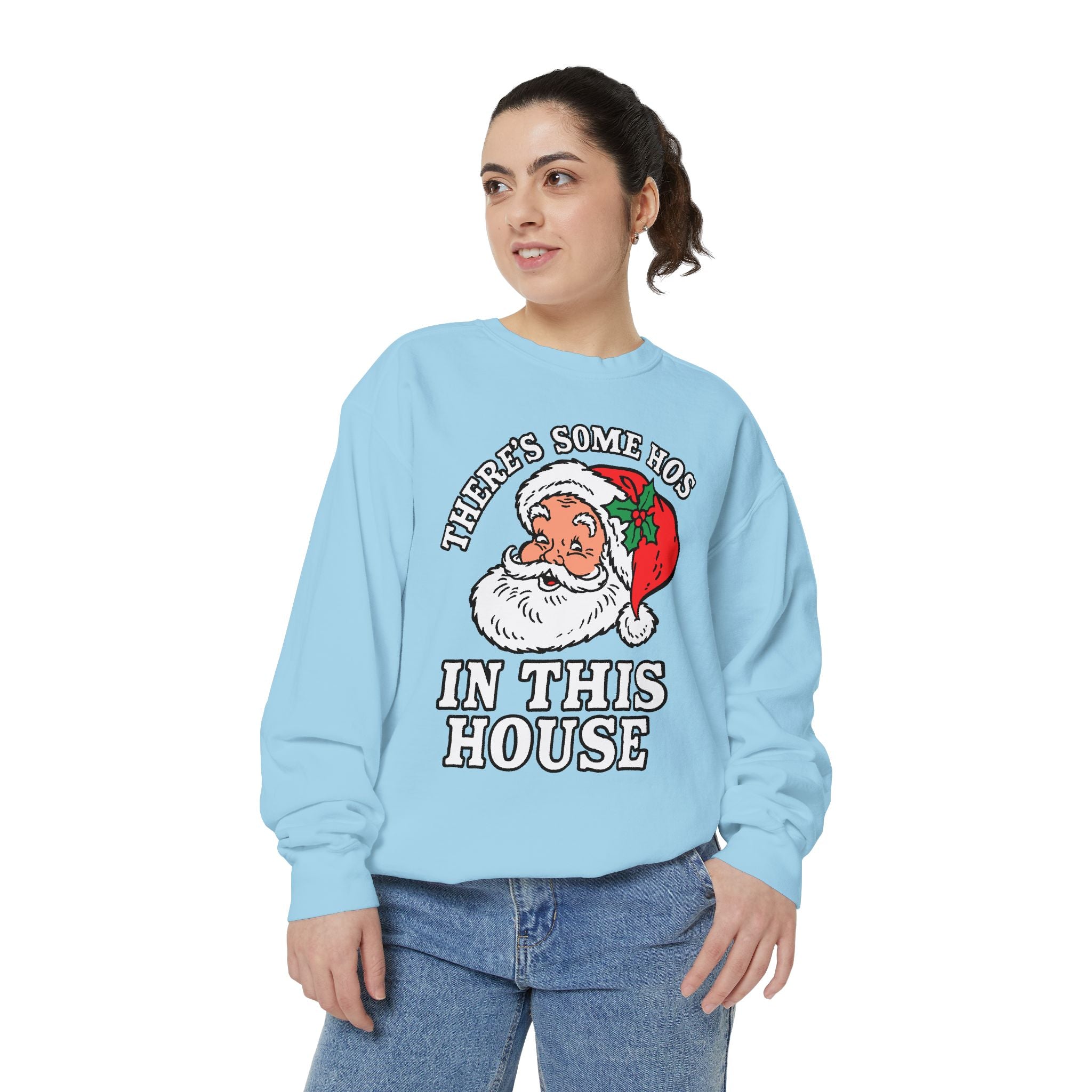 There's Some Ho's in This House Sweatshirt, Funny Santa Christmas Crewneck, Adult Holiday Party Pullover, Naughty Gift for Friends