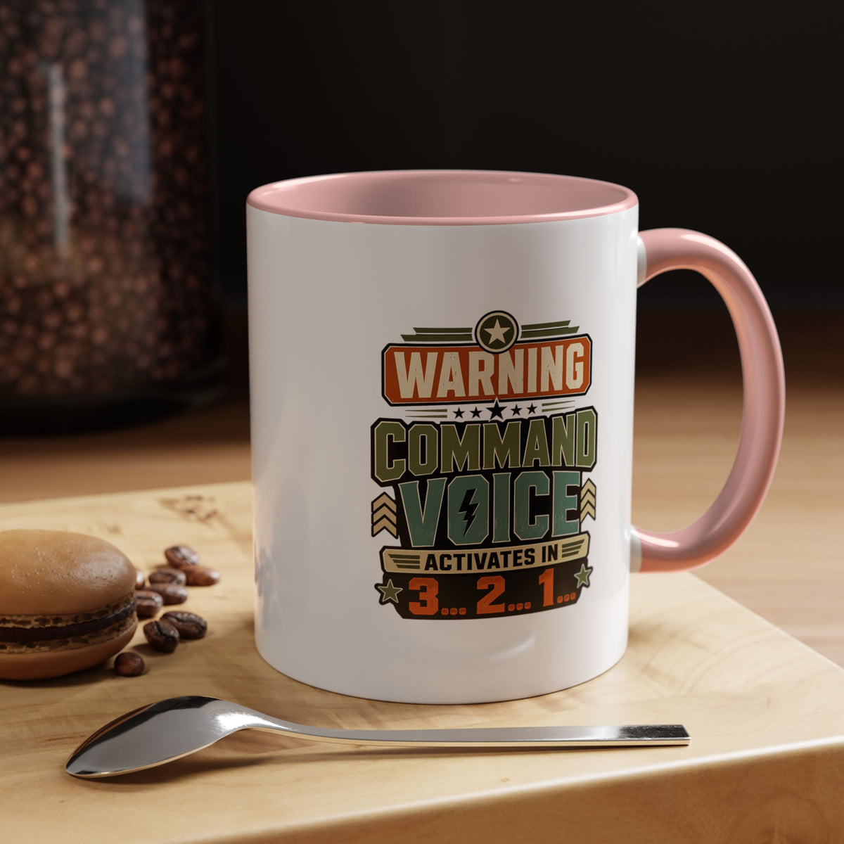 Funny Military Command Voice Mug, Warning Countdown Coffee Cup, Army Dad or Veteran Gift for Him, Retirement Birthday Humor Present