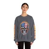 Patriotic Skull Sweatshirt, American Flag Skull Pullover, USA Biker Style Top, Edgy Americana Clothing, Fourth of July Gift