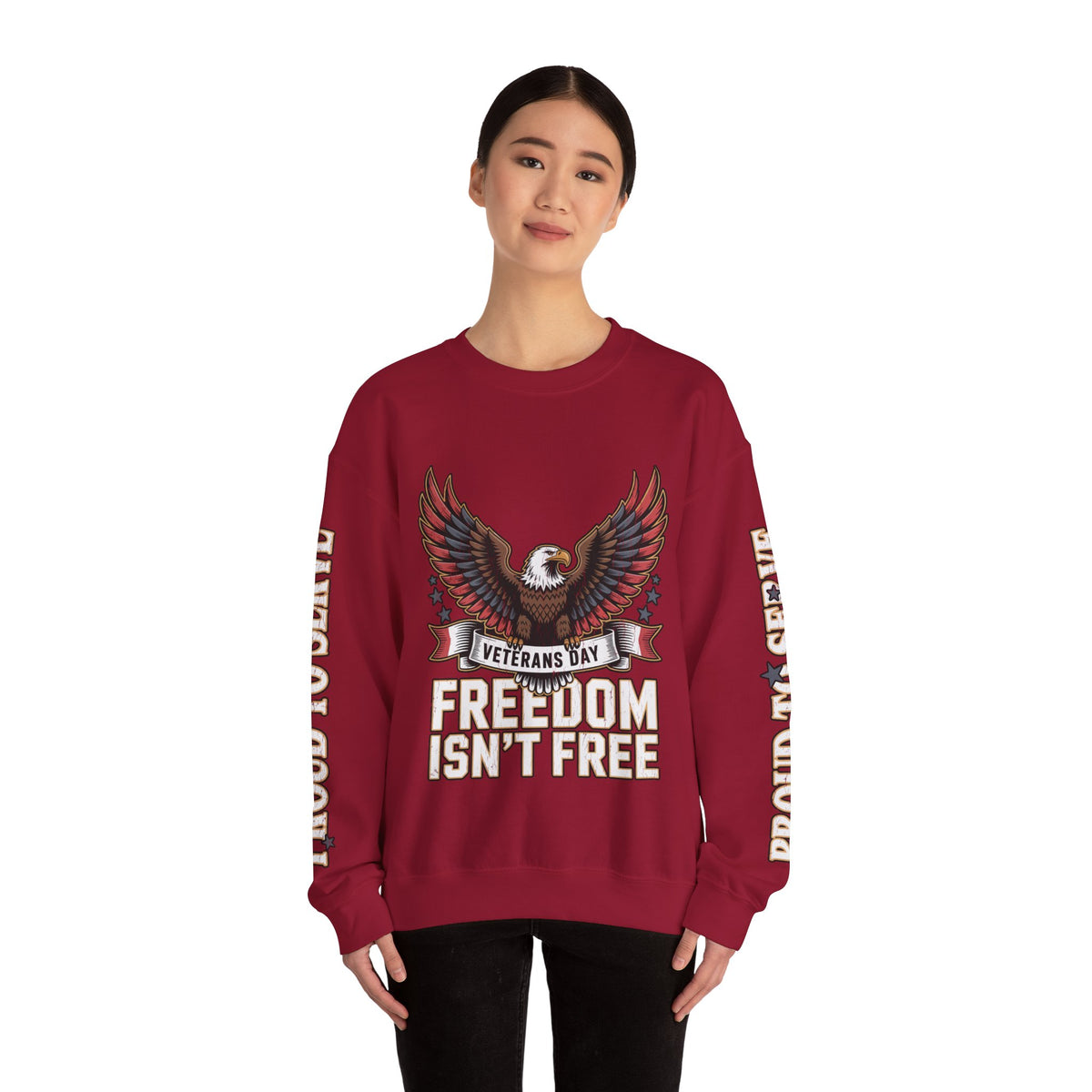 Veterans Day Sweatshirt, Freedom Isn't Free Eagle Pullover, Patriotic Military Top, Veteran Gift, American Pride, USA Clothing
