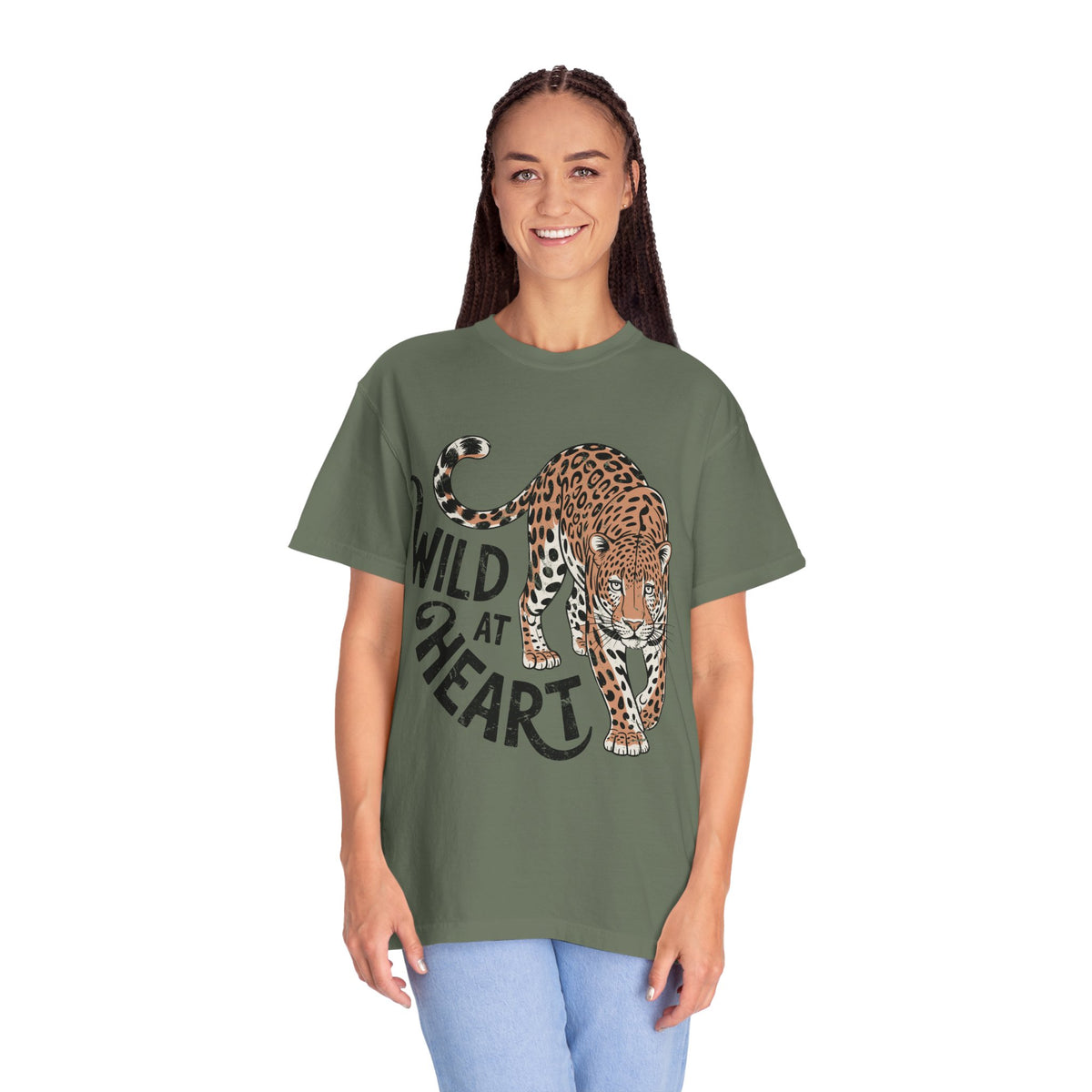 Leopard Graphic Comfort Colors Shirt, Wild At Heart Leopard Tee, Boho Animal Print Shirt, Safari Lover Gift for Women