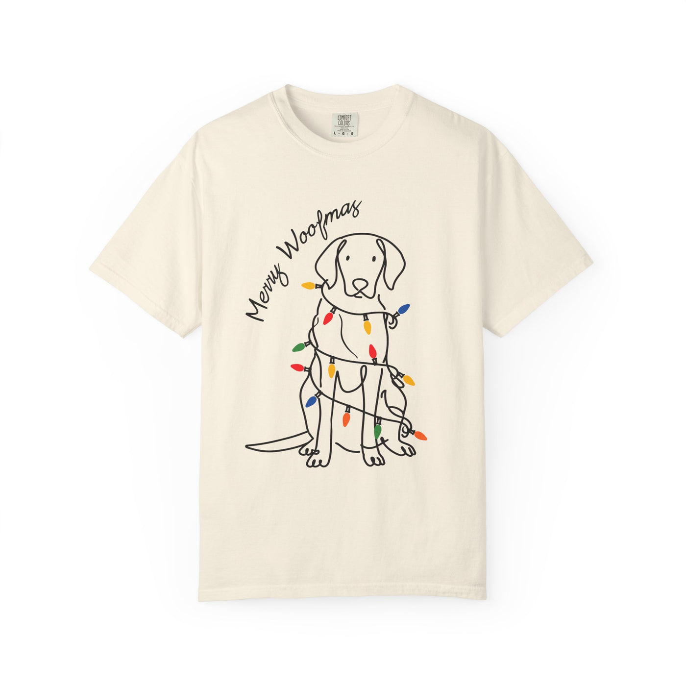 Merry Woofmas Dog Shirt, Funny Christmas Puppy T-Shirt, Holiday Lights Pet Lover Tee, Cute Gift for Dog Mom, Dog Dad or Family Party