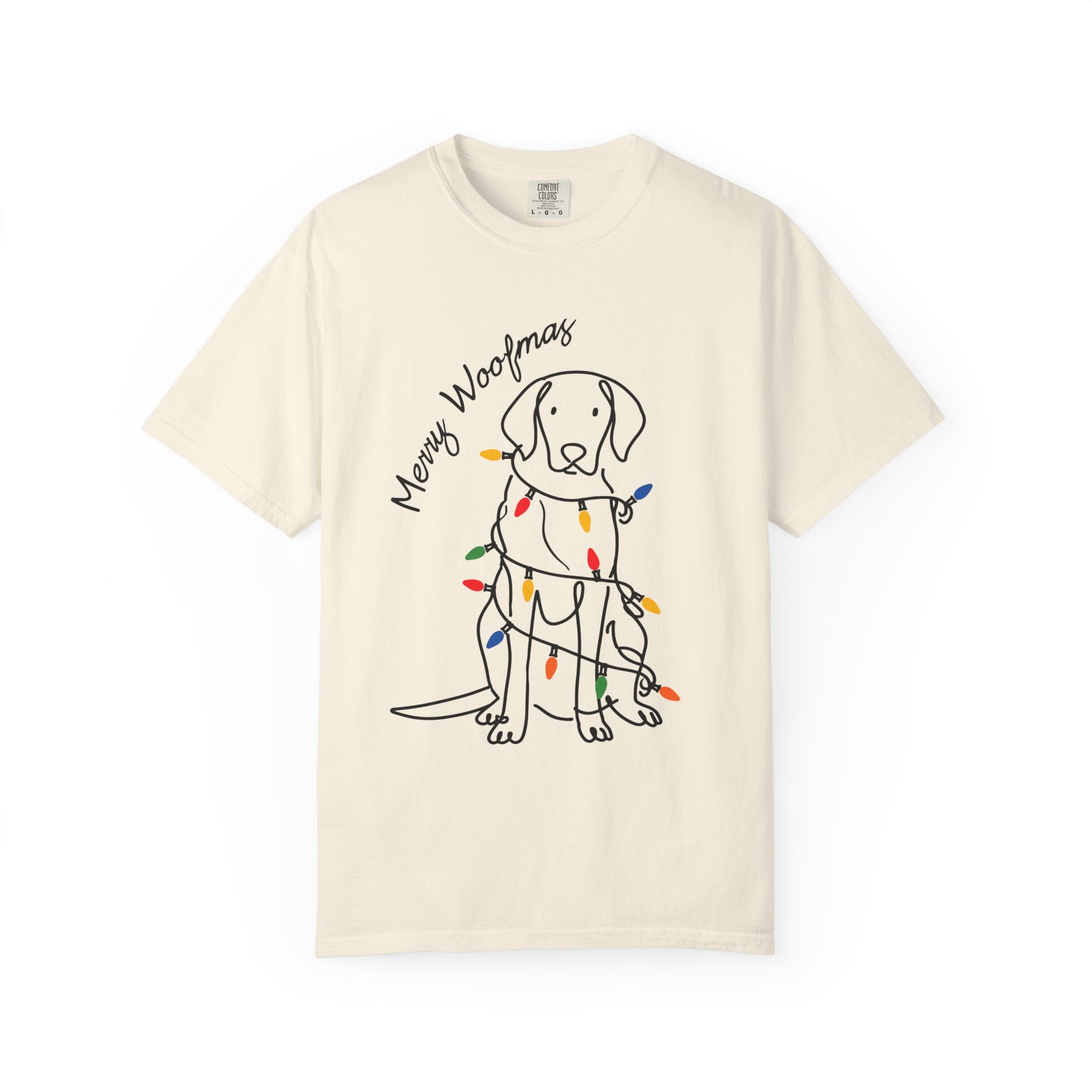 Merry Woofmas Dog Shirt, Funny Christmas Puppy T-Shirt, Holiday Lights Pet Lover Tee, Cute Gift for Dog Mom, Dog Dad or Family Party