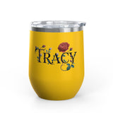 Personalized Floral Wine Tumbler, Custom Name Rose Tumbler, Botanical Drinkware for Women, Personalized Gift for Her, Garden Lover Gift