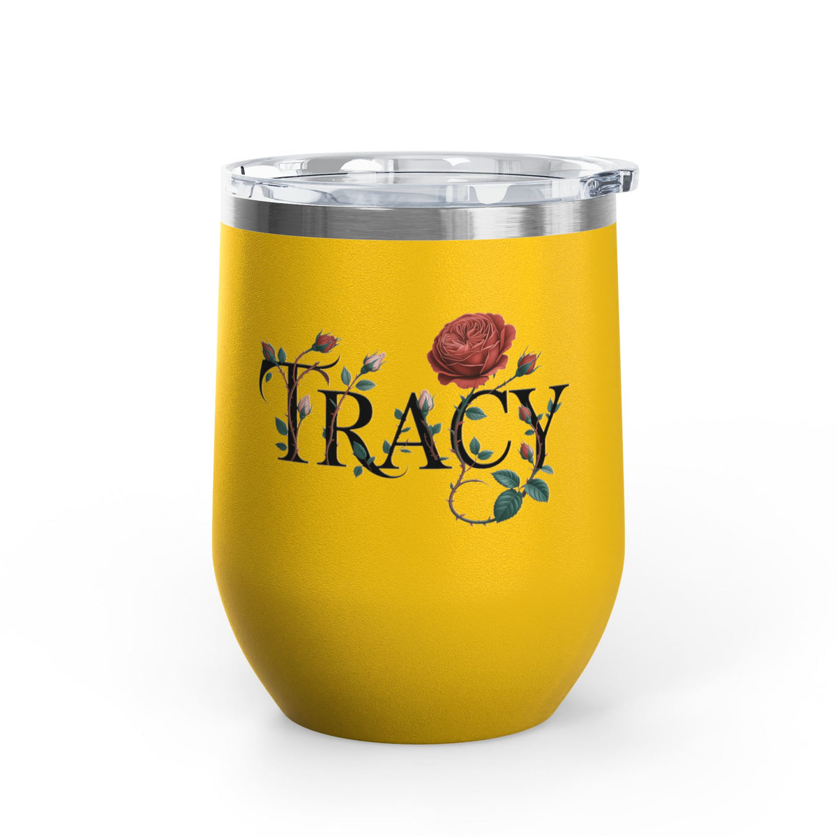 Personalized Floral Wine Tumbler, Custom Name Rose Tumbler, Botanical Drinkware for Women, Personalized Gift for Her, Garden Lover Gift
