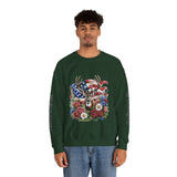 Personalized Hunting Family Sweatshirt, Custom Deer Patriotic Pullover, American Flag Floral Crewneck, Family Gift, Outdoorsman Shirt