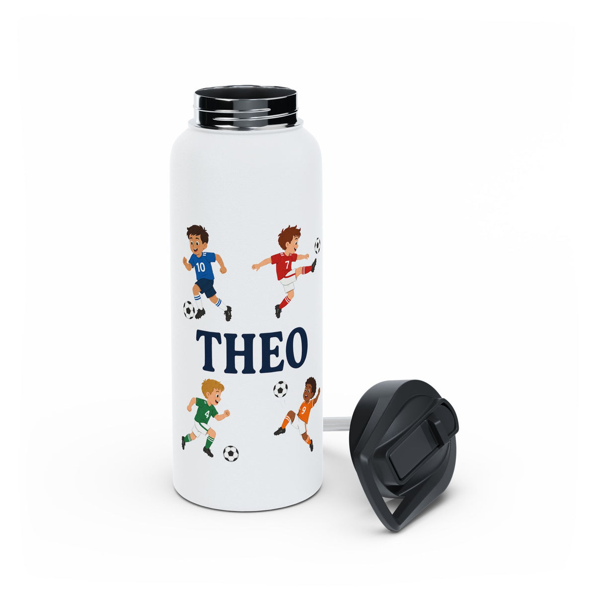 Personalized Soccer Kids Water Bottle, Custom Name Sports Water Bottle for Boys, Soccer Player Water Bottle, Back to School Gift