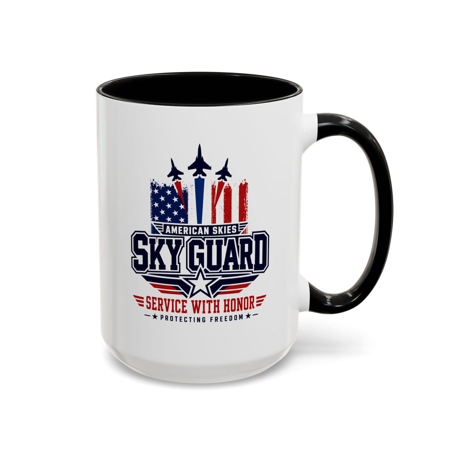 Military Aviation Coffee Mug, American Skies Skyguard Cup, Patriotic Fighter Jet Gift for Pilot, Veteran, Airman or Armed Forces Supporter