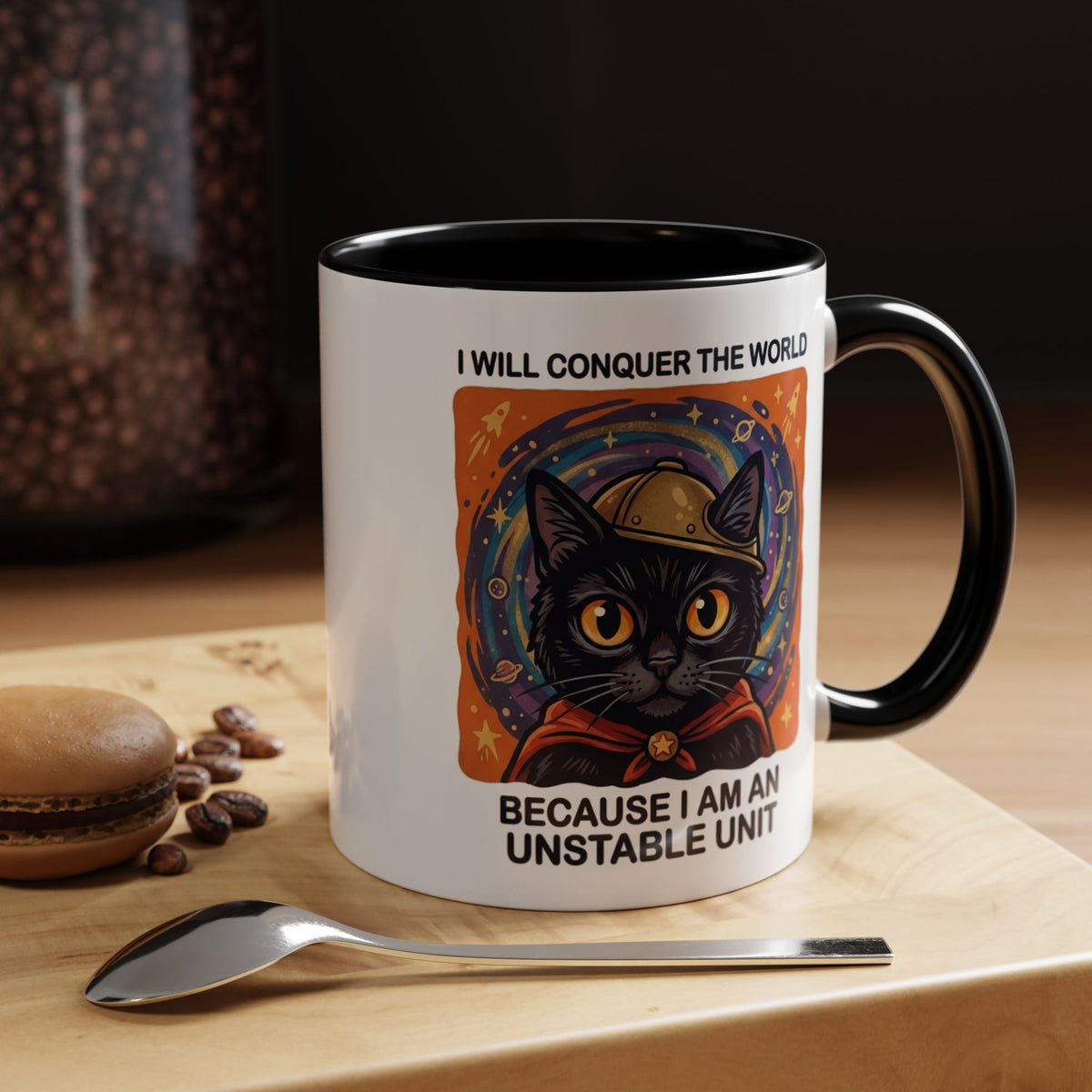 Funny Black Cat Coffee Mug, Unstable Unit Cat Mug, Sarcastic Cat Lover Gift, Introvert Humor Mug, Quirky Cat Mom Coffee Cup