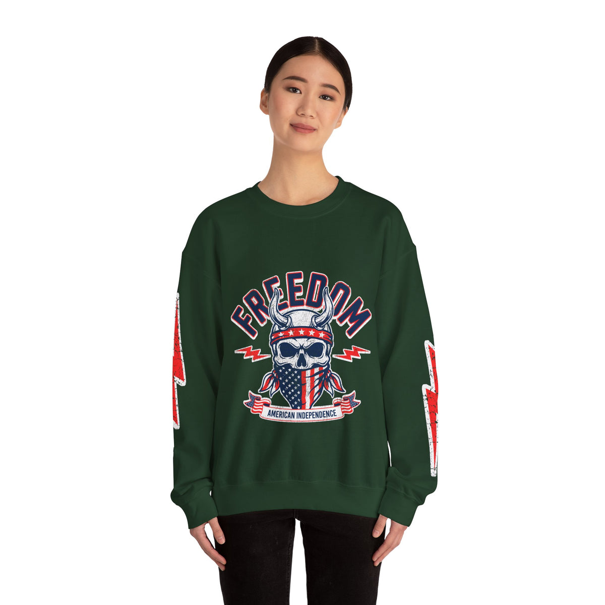 Freedom American Independence Sweatshirt, Patriotic Skull Crewneck, USA Flag Pullover, Fourth of July Outfit, Americana Gift for Him