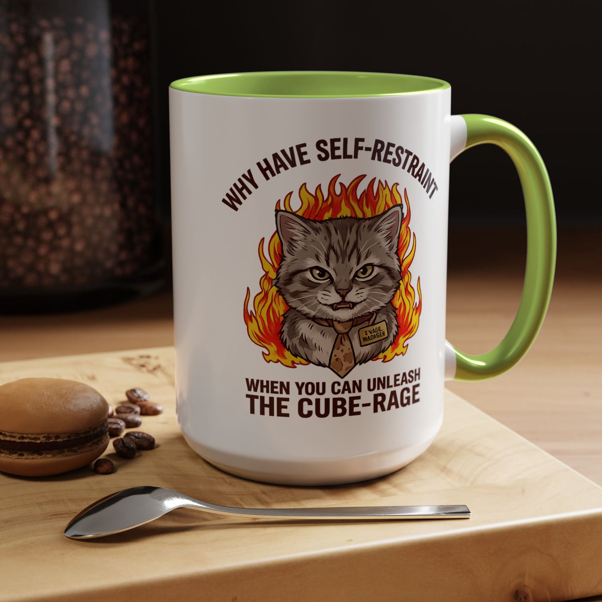 Funny Angry Cat Coffee Mug, Cube Rage Office Mug, Cat Lover Humor Gift, Workplace Stress Mug, Coworker Gift for Cat Owners