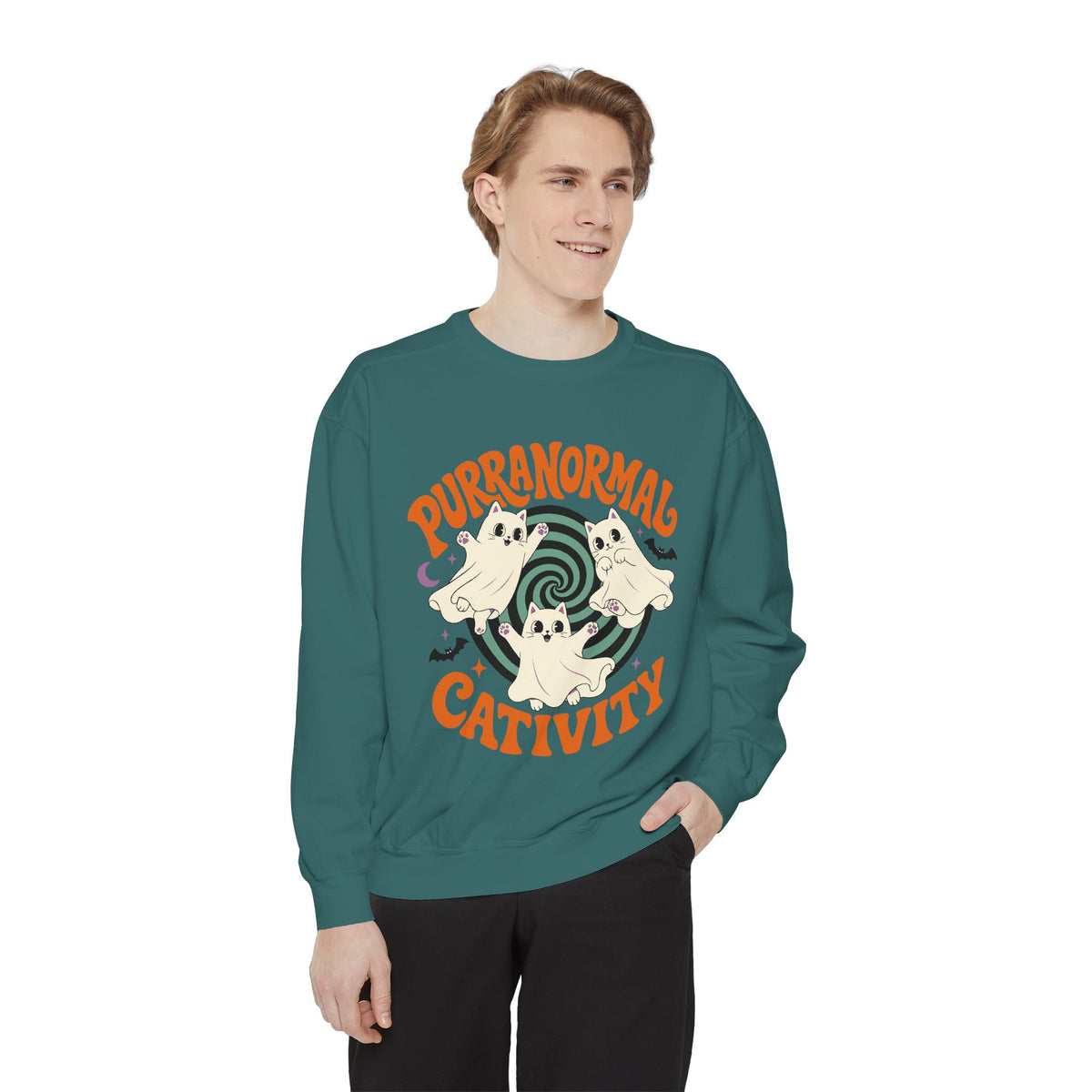 Purranormal Cativity Sweatshirt, Funny Halloween Cat Crewneck, Ghost Kitty Shirt for Cat Lover, Spooky Season Gift, Cute Fall Outfit