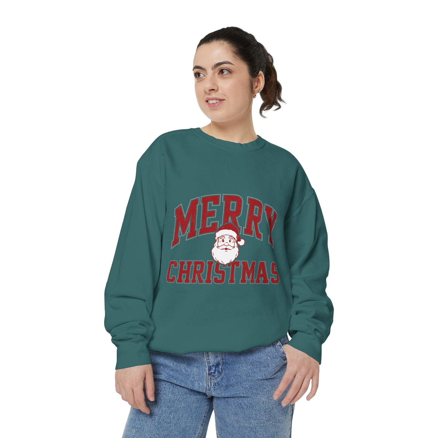 Merry Christmas Santa Sweatshirt, Vintage Holiday Crewneck, Festive Christmas Party Pullover, Retro Santa Claus Gift for Family Photos