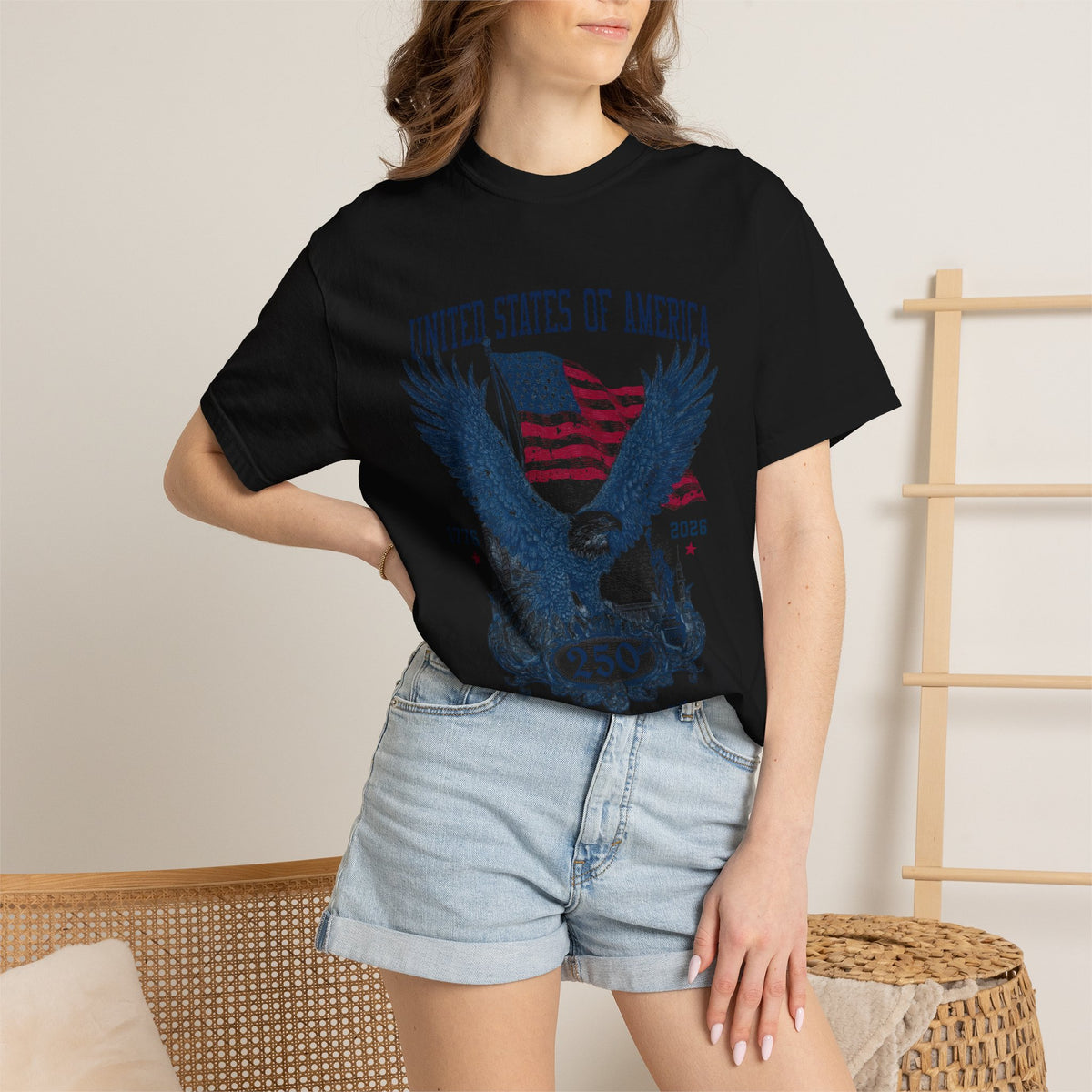 Patriotic Eagle Graphic T Shirt, America 250 Anniversary Tee, Vintage USA Flag Shirt, Fourth of July Americana Shirt for Men Women