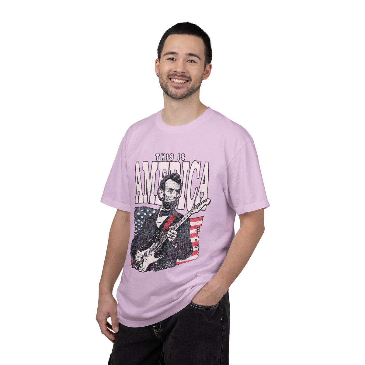 Abraham Lincoln Guitar Shirt, Funny This Is America Graphic, Gift for History Teachers and Music Lovers, Fourth of July Party Outfit