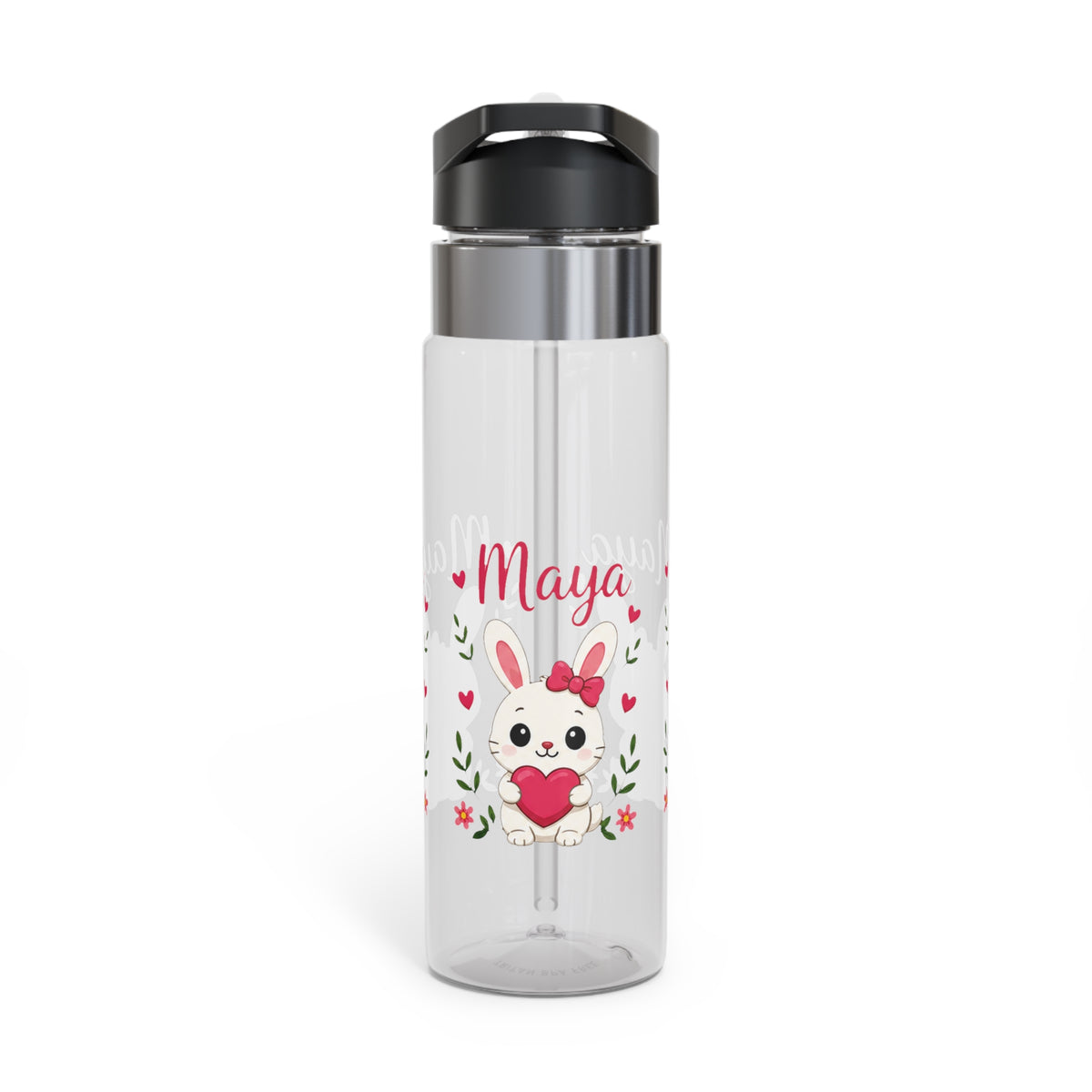 Personalized Bunny Kids Water Bottle, Cute Rabbit Girl Gift, Valentine Animal Bottle, Baby Birthday Gift, Pink School Bottle for Girls