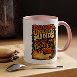 Book Lover Cat Coffee Mug, Reading Cat Mug for Bookworms, Literary Gift for Readers, Librarian Teacher Cup, Books Unlock Minds