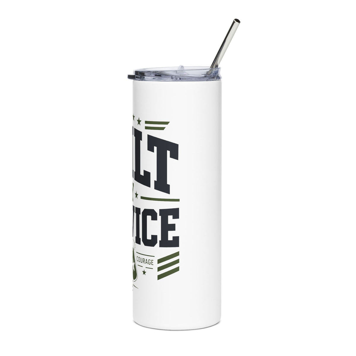 Military Service Skinny Tumbler, Built by Service Travel Cup, Dog Tag Design, Patriotic Gift for Service Member, Military Appreciation