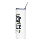 Military Service Skinny Tumbler, Built by Service Travel Cup, Dog Tag Design, Patriotic Gift for Service Member, Military Appreciation