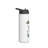 Personalized Dinosaur Water Bottle for Kids, Custom Name School Water Bottle, Dino Lover Gift, Insulated Sports Bottle for Boys