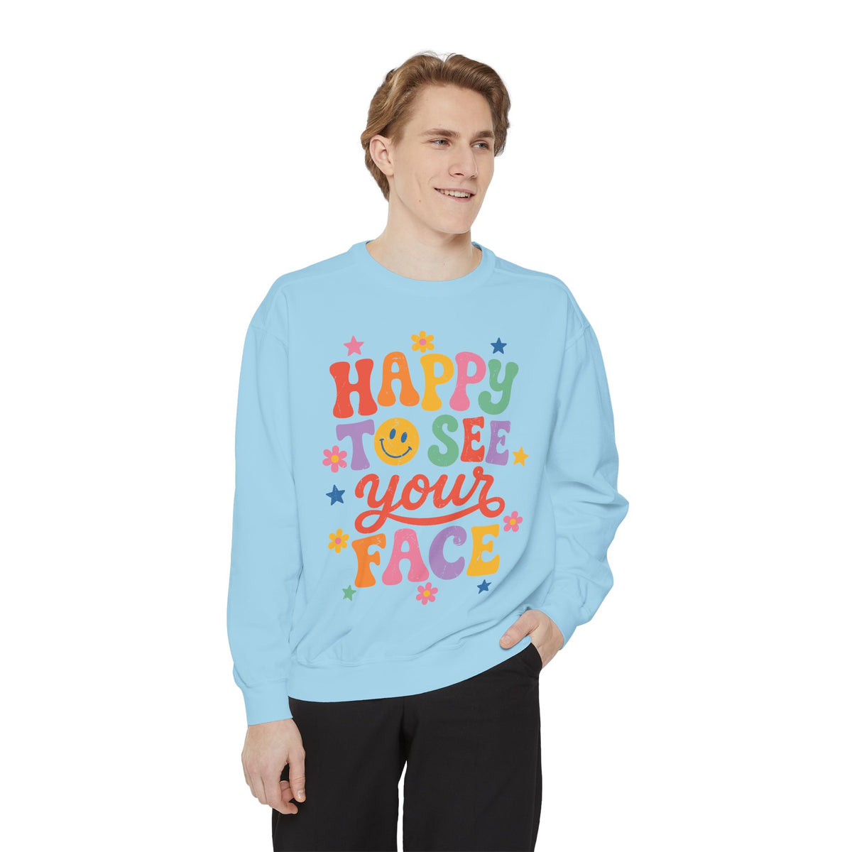 Happy to See Your Face Sweatshirt, Colorful Teacher Crewneck, Retro Classroom Shirt, Back to School Outfit, Educator Appreciation Gift