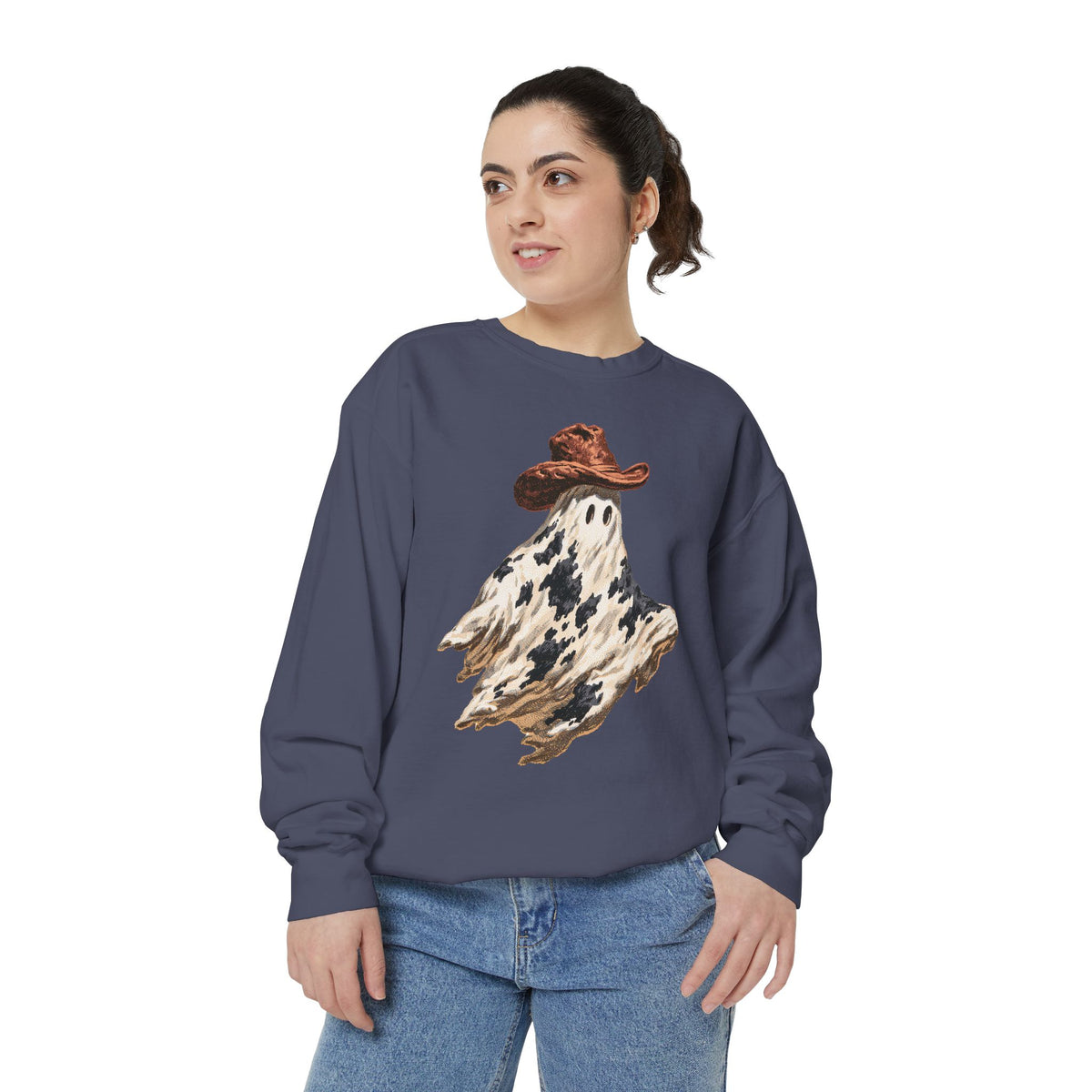 Western Ghost Halloween Sweatshirt, Cowboy Hat Spooky Pullover, Cute Vintage Fall Gift for Cowgirl, Country October Outfit for Women