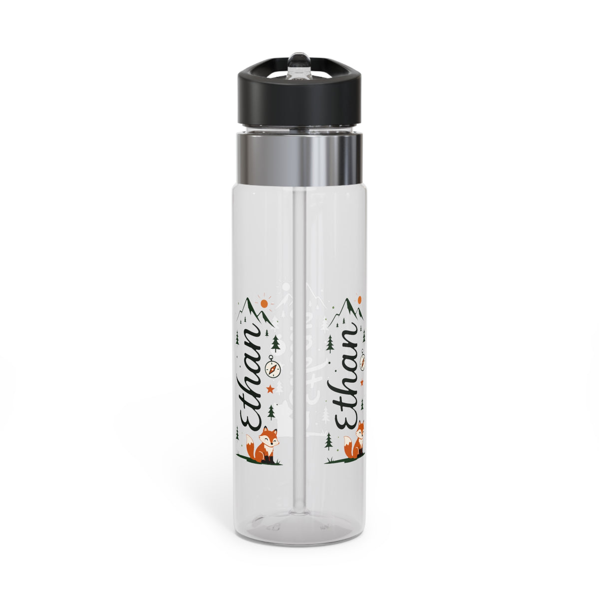Personalized Adventure Water Bottle for Boys, Ethan Name Bottle, Hiking Gift for Kids, Camping Water Bottle, Fox Mountain Sports Gift