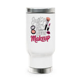 Makeup Lover Travel Mug with Handle, Just a Girl Who Loves Makeup, Cute Cosmetic Coffee Cup, Beauty Gift for Her, Girly Tumbler