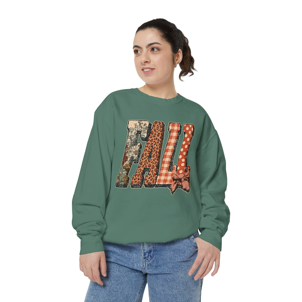 Patchwork Fall Sweatshirt, Floral Leopard Plaid Autumn Pullover, Coquette Bow Seasonal Gift for Women, Cozy Thanksgiving Outfit for Her
