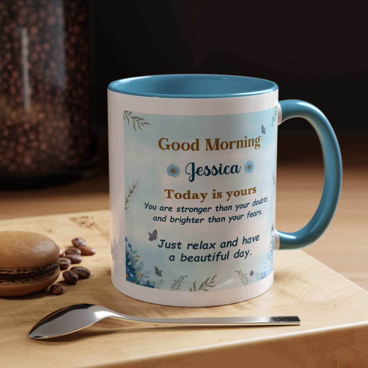 Personalized Good Morning Mug, Custom Name Coffee Mug, Inspirational Morning Cup, Positive Quote Mug, Encouragement Gift for Her